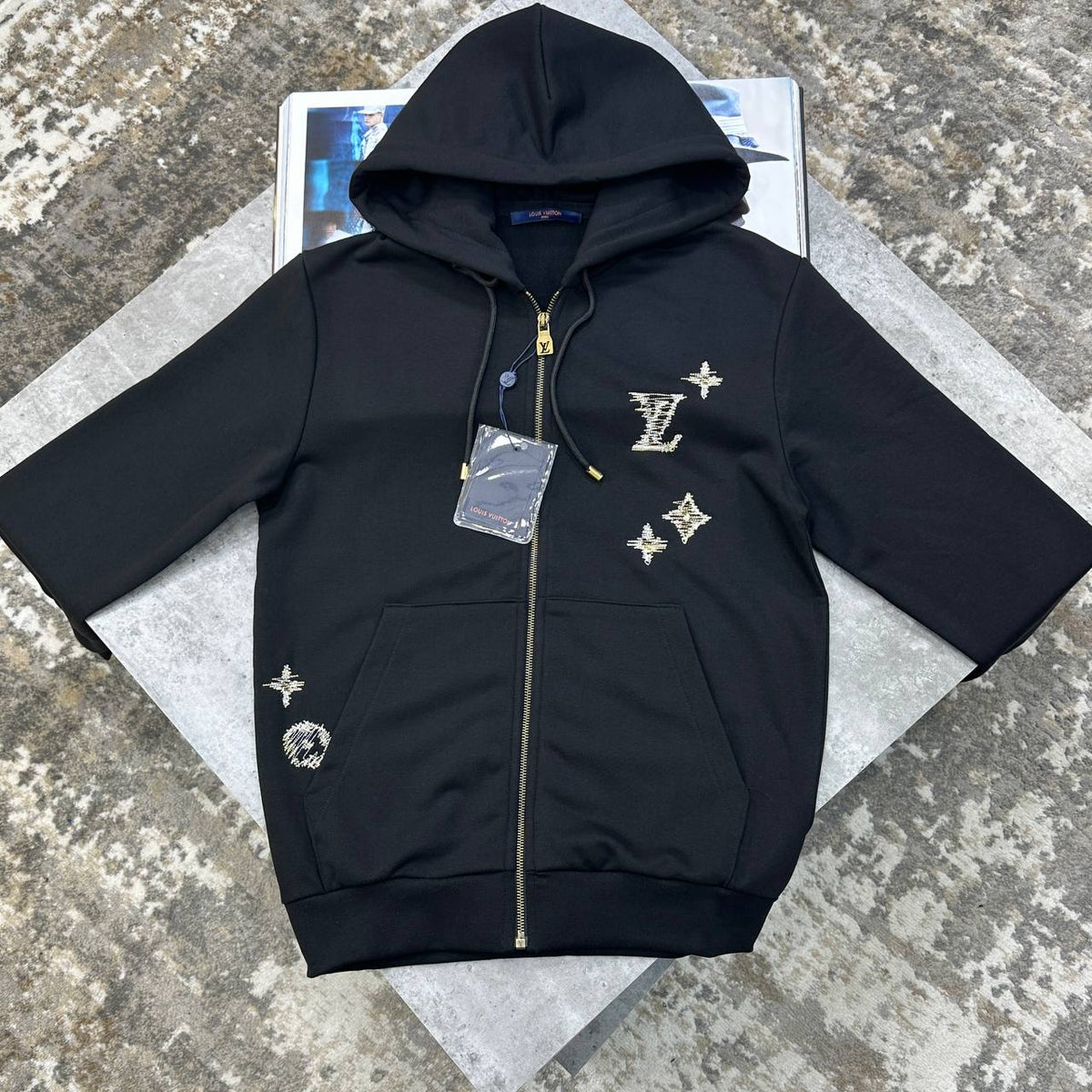 Louis Vuitton Monogram Embroidery Zipped Hoodie Mens UK Reps Superclone Quality