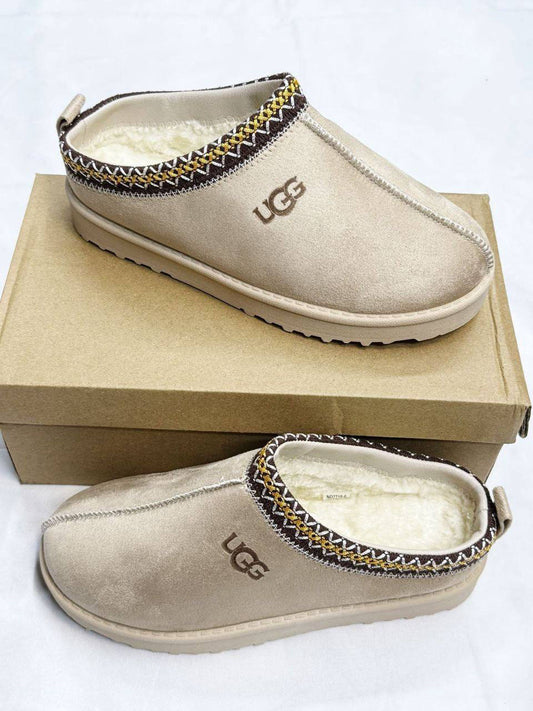 Aus Wooli Ugg Croydon Sheepskin Wool Ankle Braid Sliders Womens in Beige Color Best Sale UK Reps AAA Quality