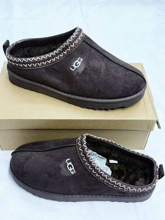 Aus Wooli Ugg Croydon Sheepskin Wool Ankle Braid Sliders Womens in Dark Grey Color Best Sale UK Reps AAA Quality