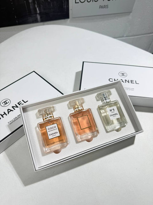 Chanel Perfume Kit 3 PCS Square Bottle Giftset Womens Best Sale UK Reps AAA Quality