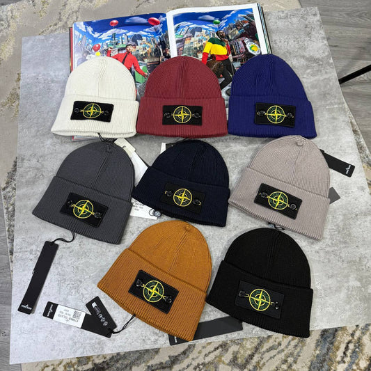 Stone Island Thick Ribbed Wool Beanie in Multiple Colors Best Sale UK Reps AAA Quality