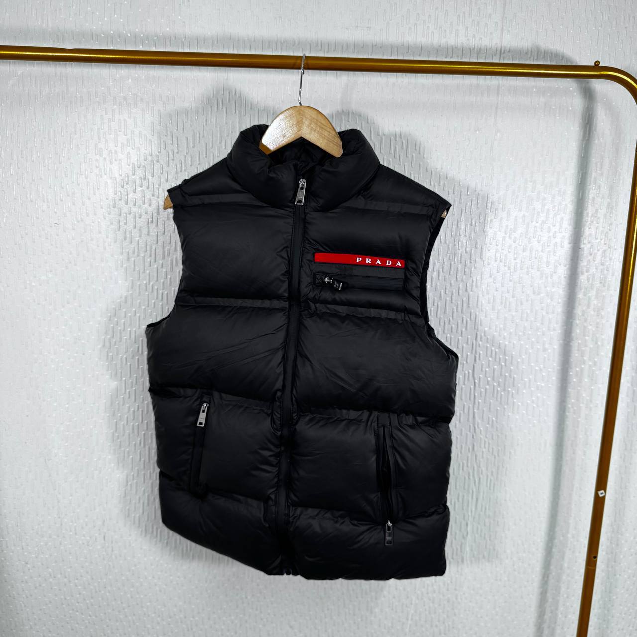 Prada Re-Nylon Padded Mens Gilets in Black Color Best Sale UK Reps AAA Quality