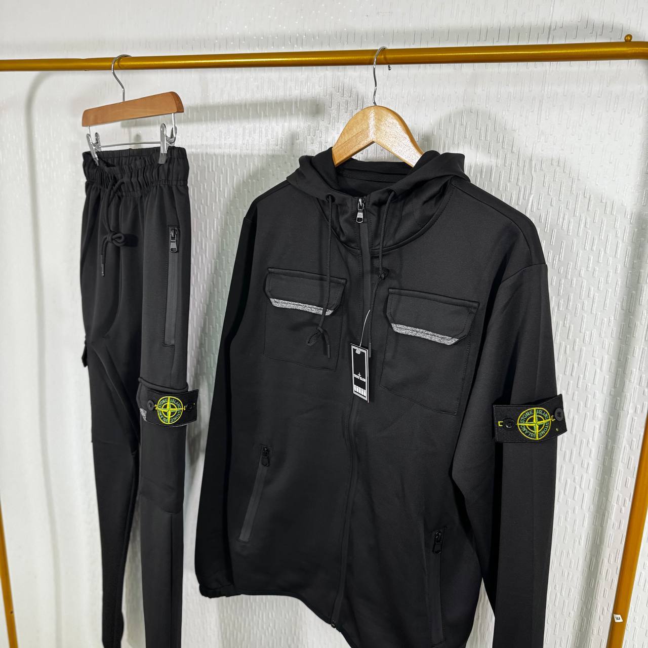 Stone Island Stripe Hooded Tracksuits in Multiple Colors Best Sale UK Reps AAA Quality