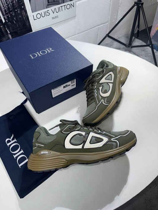 Christian Dior B30 Microfiber Mesh Olive Green Mens Sneakers Best Sale UK Reps AAA Quality