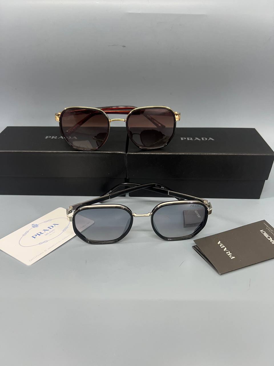 Prada Square Metal Frame Sunglasses in 2 Colors UK Reps AAA Quality