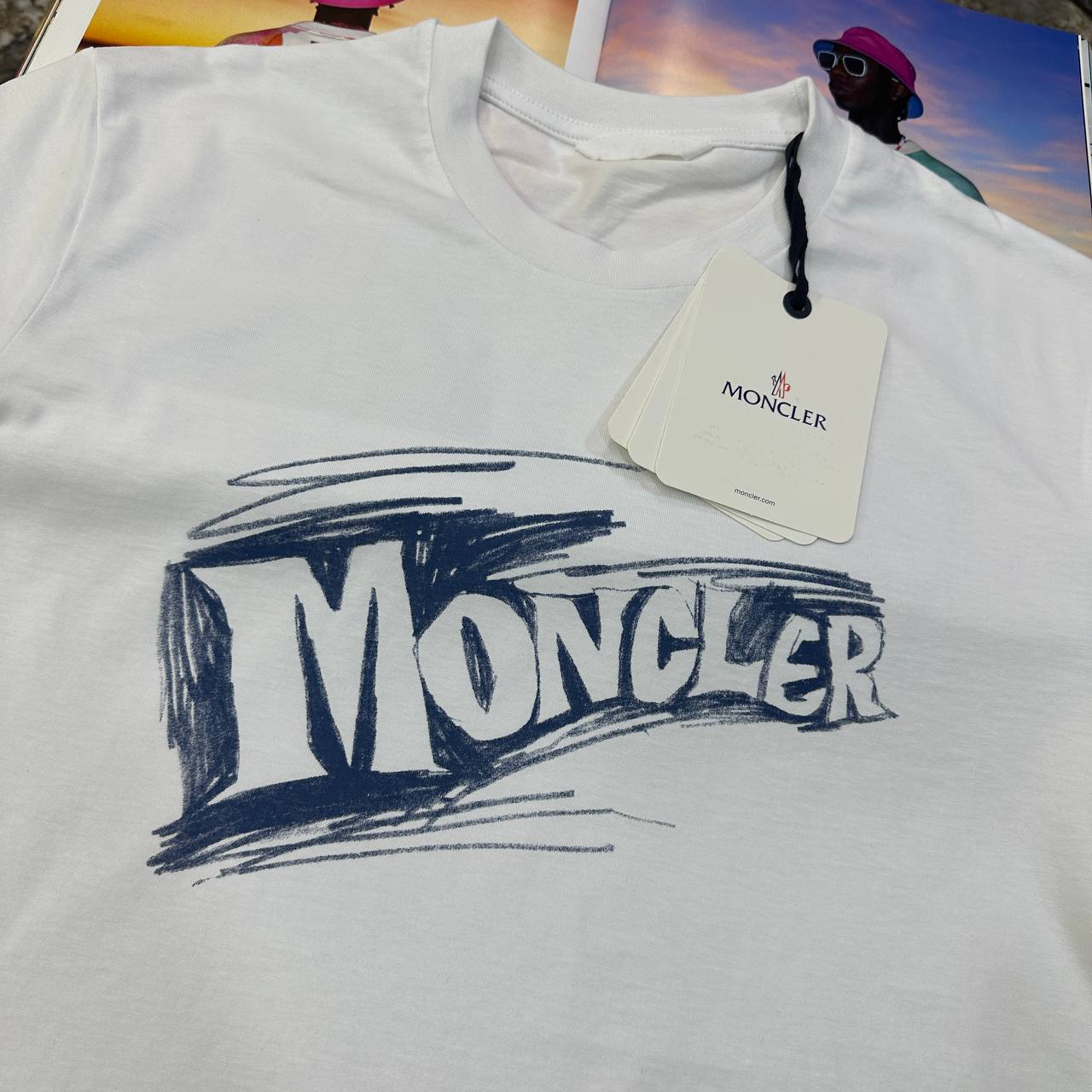 Moncler Brushstroke Logo Graphic Tee Men Collection UK Reps AAA Quality
