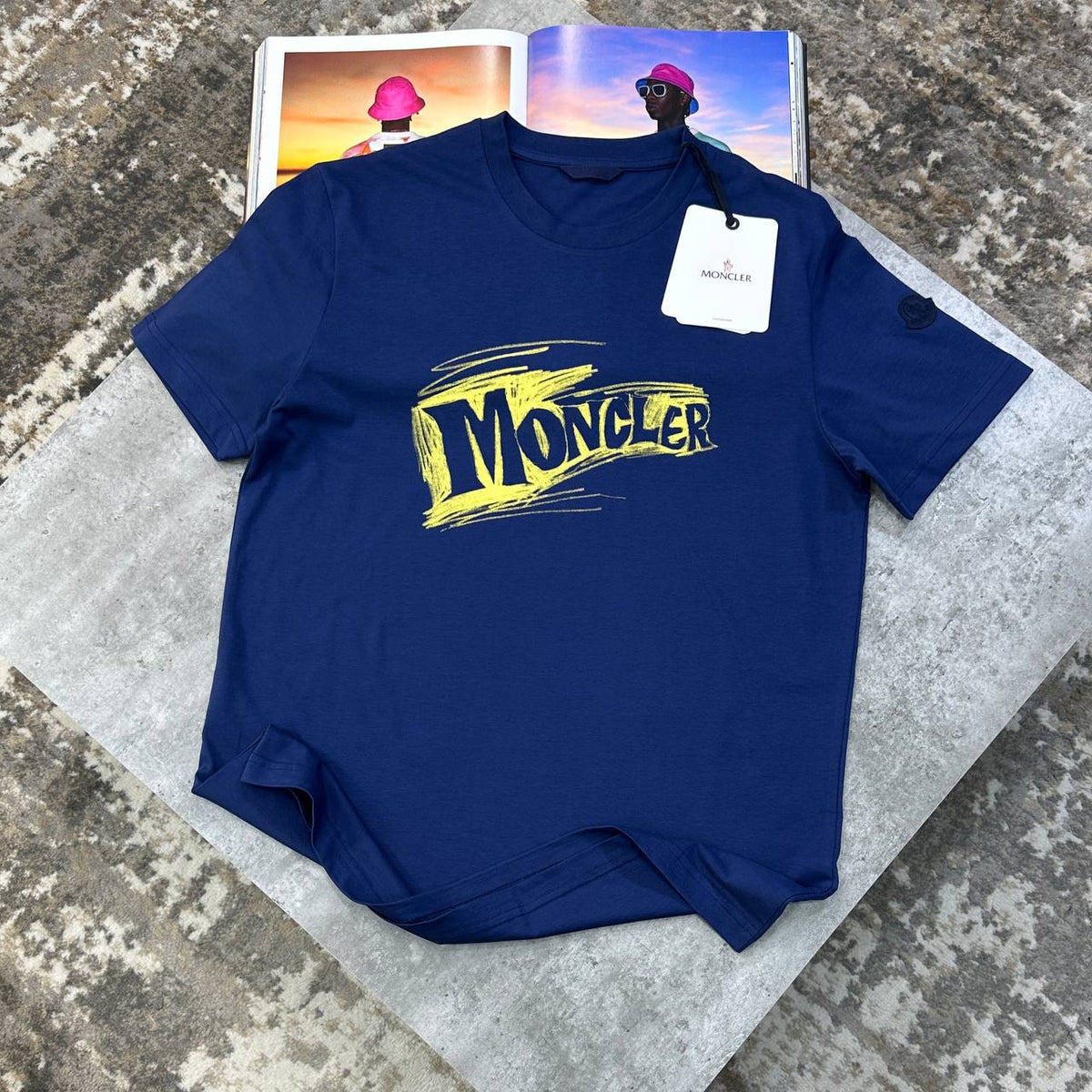 Moncler Brushstroke Logo Graphic Tee Men Collection UK Reps AAA Quality