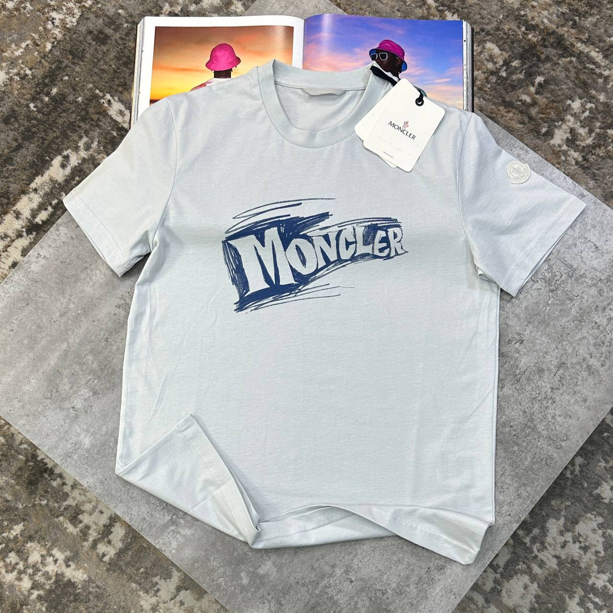 Moncler Brushstroke Logo Graphic Tee Men Collection UK Reps AAA Quality