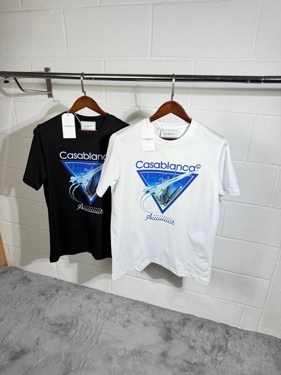 Casablanca Aiiiiir Printed T-shirt Mens in 2 Colors Best Sale UK Reps AAA Quality