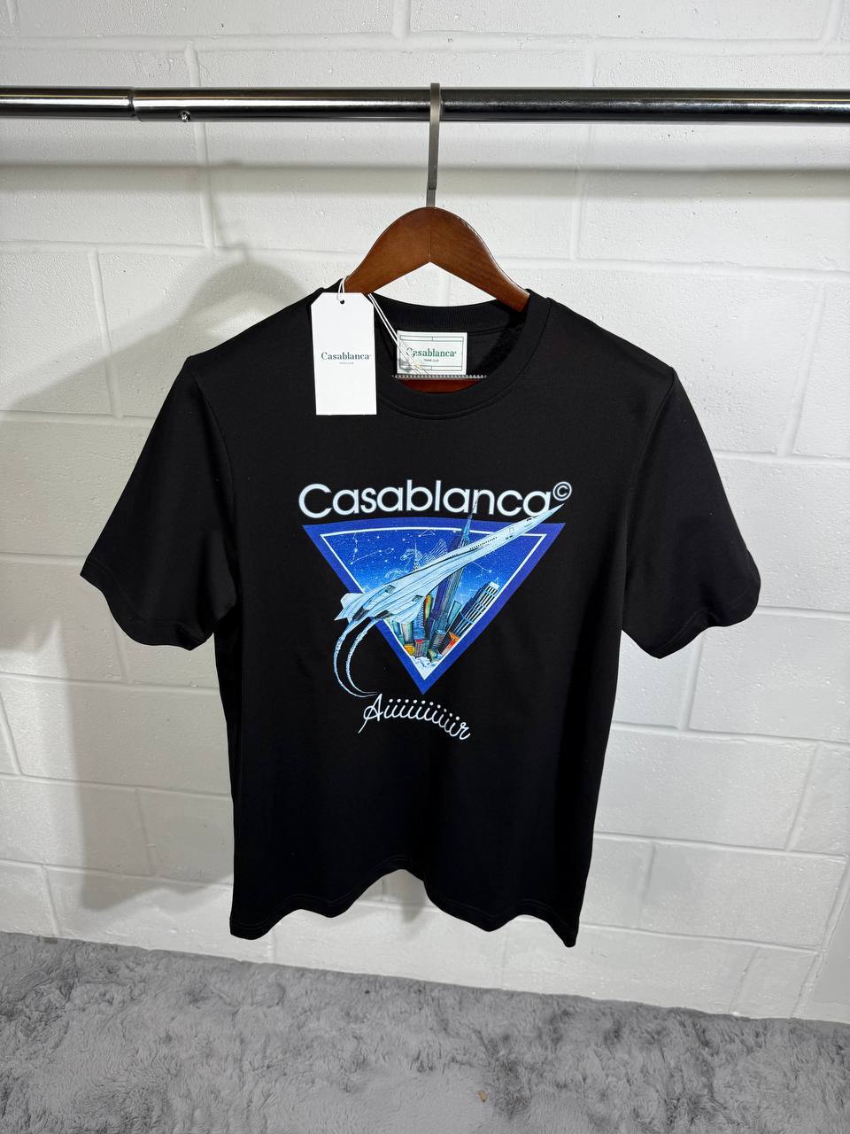 Casablanca Aiiiiir Printed T-shirt Mens in 2 Colors Best Sale UK Reps AAA Quality