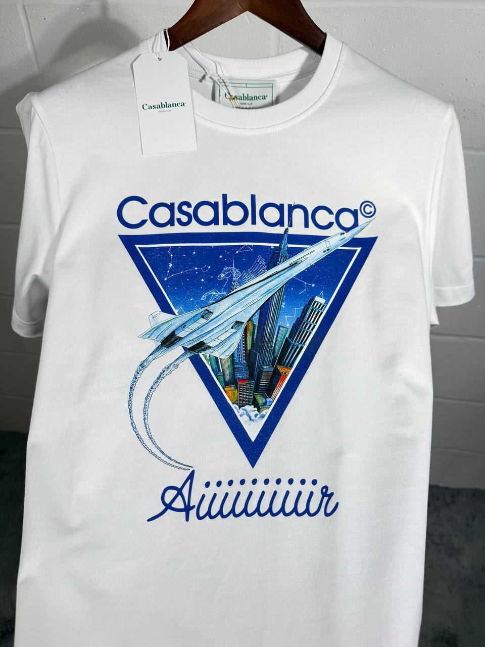 Casablanca Aiiiiir Printed T-shirt Mens in 2 Colors Best Sale UK Reps AAA Quality