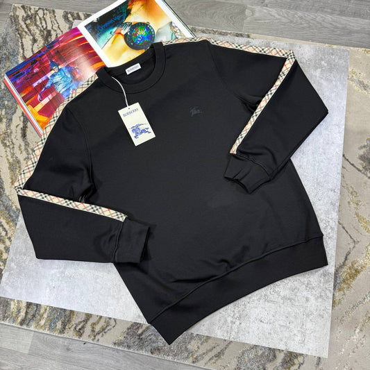 Burberry Cotton Check-Trim Sweatshirt Mens in 2 Colors Best Sale UK Reps AAA Quality