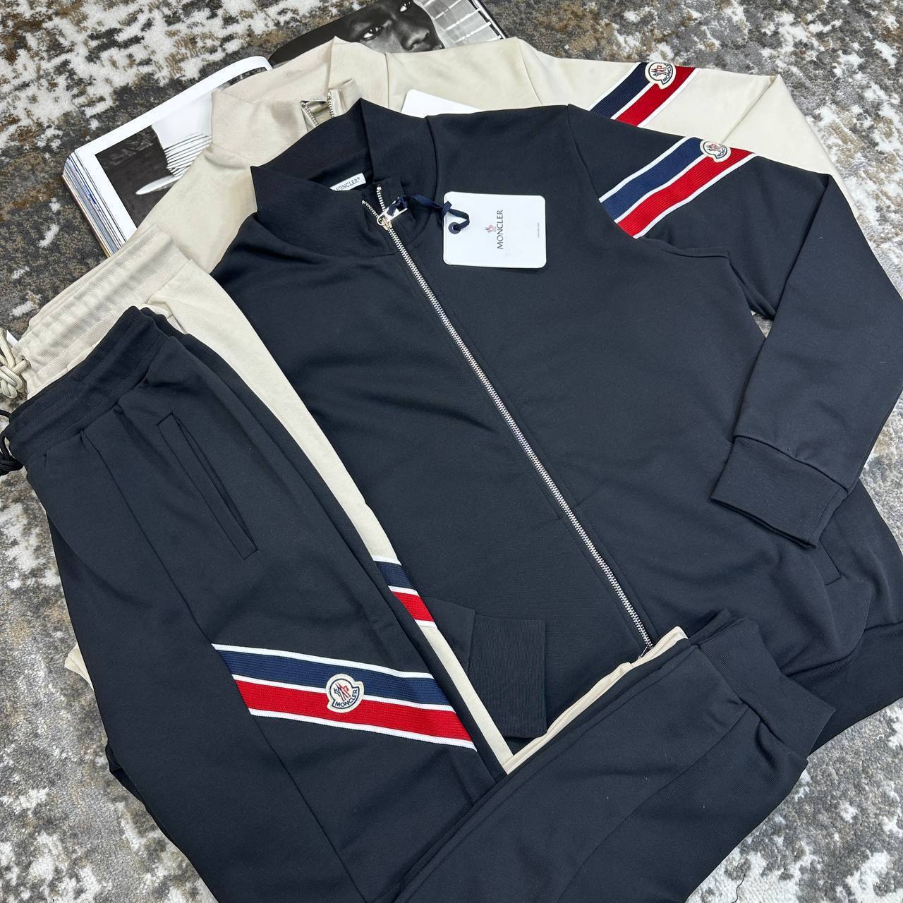 Moncler Tri Colour Accent Zip Cardigan Mens Tracksuit in 2 Colors Best Sale UK Reps AAA Quality