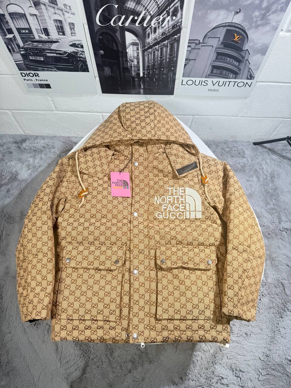 Gucci x The North Face Print Jacket Beige/Ebony Mens Best Sale UK Reps AAA Quality