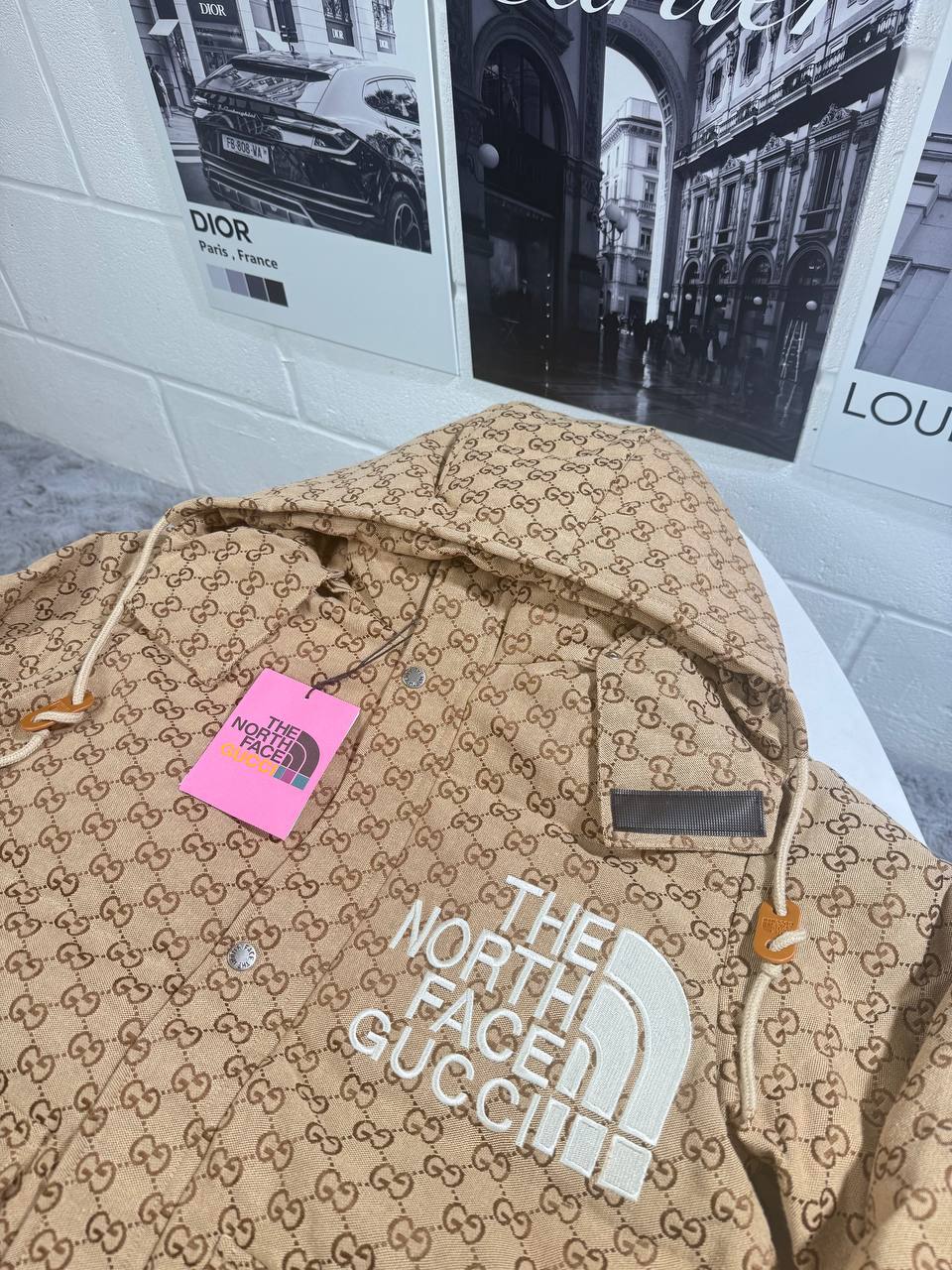 Gucci x The North Face Print Jacket Beige/Ebony Mens Best Sale UK Reps AAA Quality