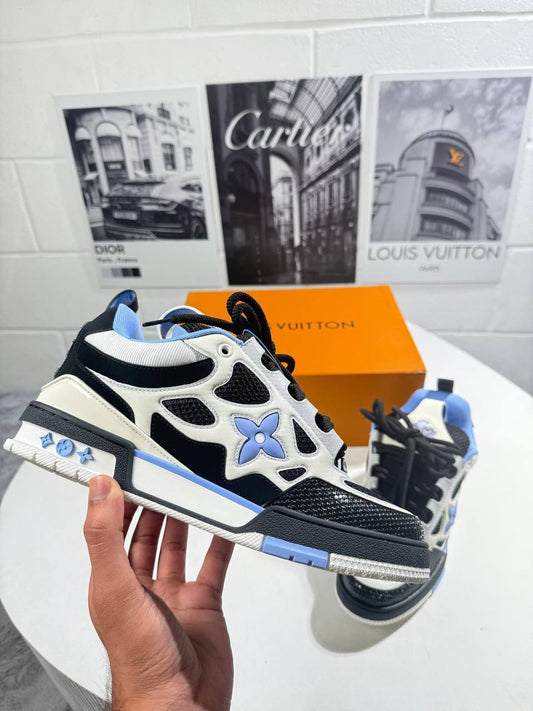 Louis Vuitton LV Skate Low Top Skateboard Mens Trainers in Black/Blue Color Best Sale UK Reps AAA Quality