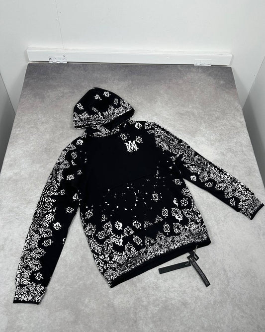 Amiri Bandana Pattern Hoodie Mens in Black Colors Best Sale UK Reps AAA Quality