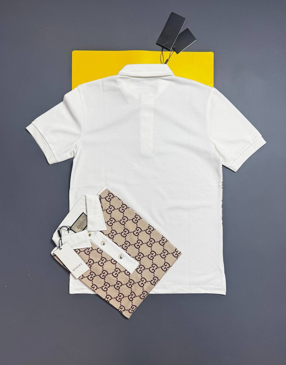 Gucci Men's Light Jumbo GG Cotton Silk Jacquard Polo Shirt UK Reps AAA Quality