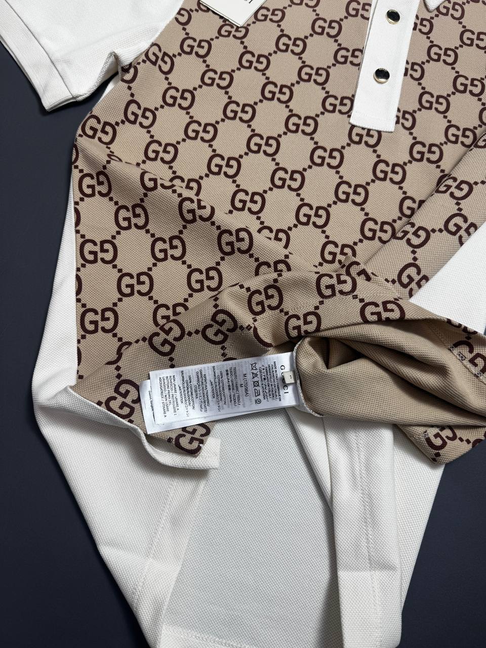 Gucci Men's Light Jumbo GG Cotton Silk Jacquard Polo Shirt UK Reps AAA Quality