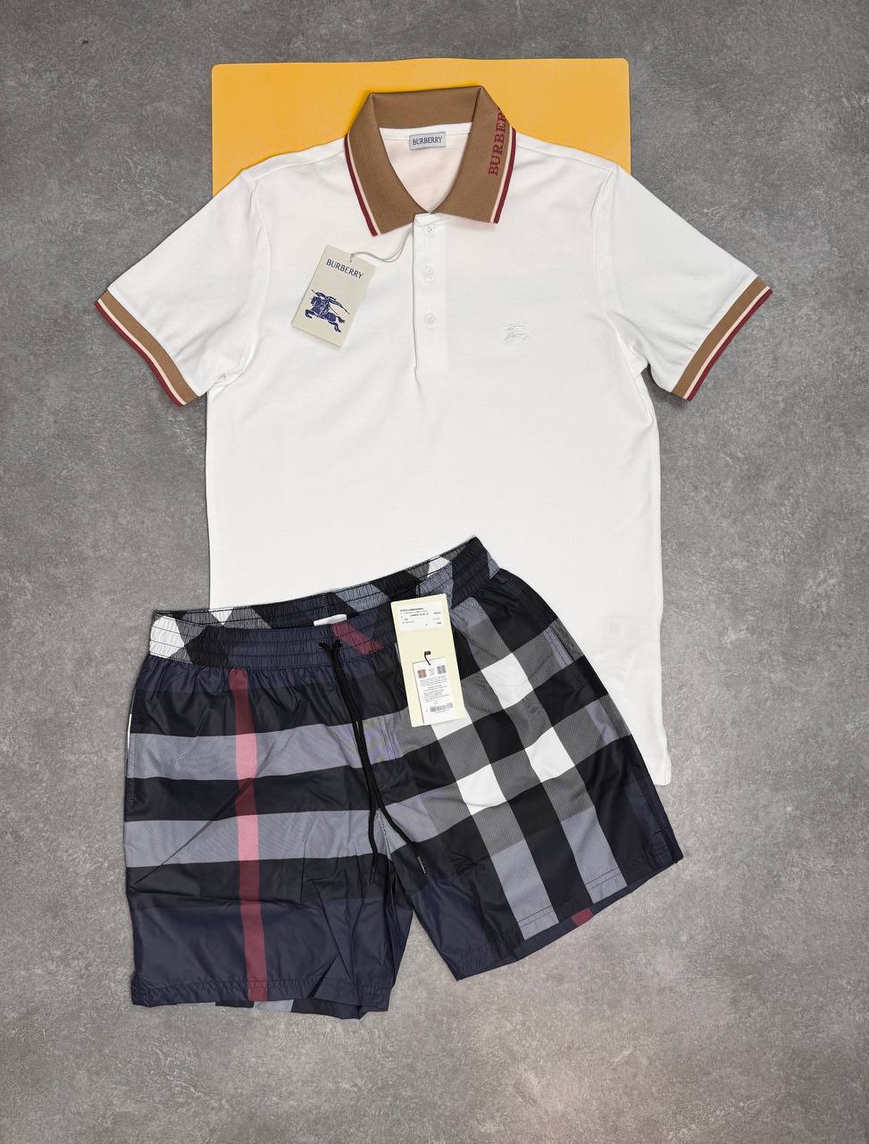 Burberry Men Slim Fit Pique Polo Shirts & Shorts Sets in Multiple Colors UK Reps AAA Quality