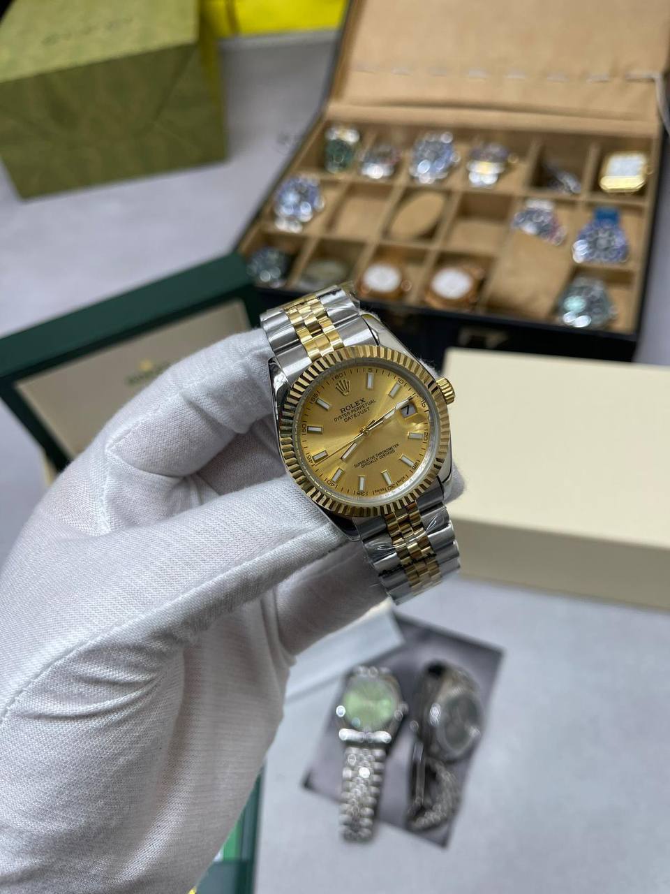 Rolex Oyster Perpetual Datejust Golden Dial Two Tone Jubilee Bracelet Mens Watch Best Sale UK Reps AAA Quality