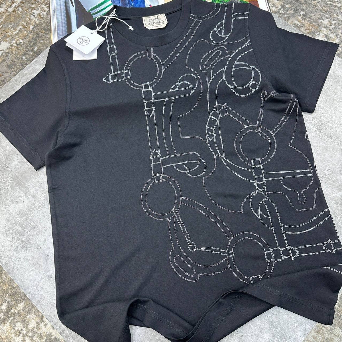 Hermès Golden Spurs Motif T-Shirt UK Reps Superclone Quality