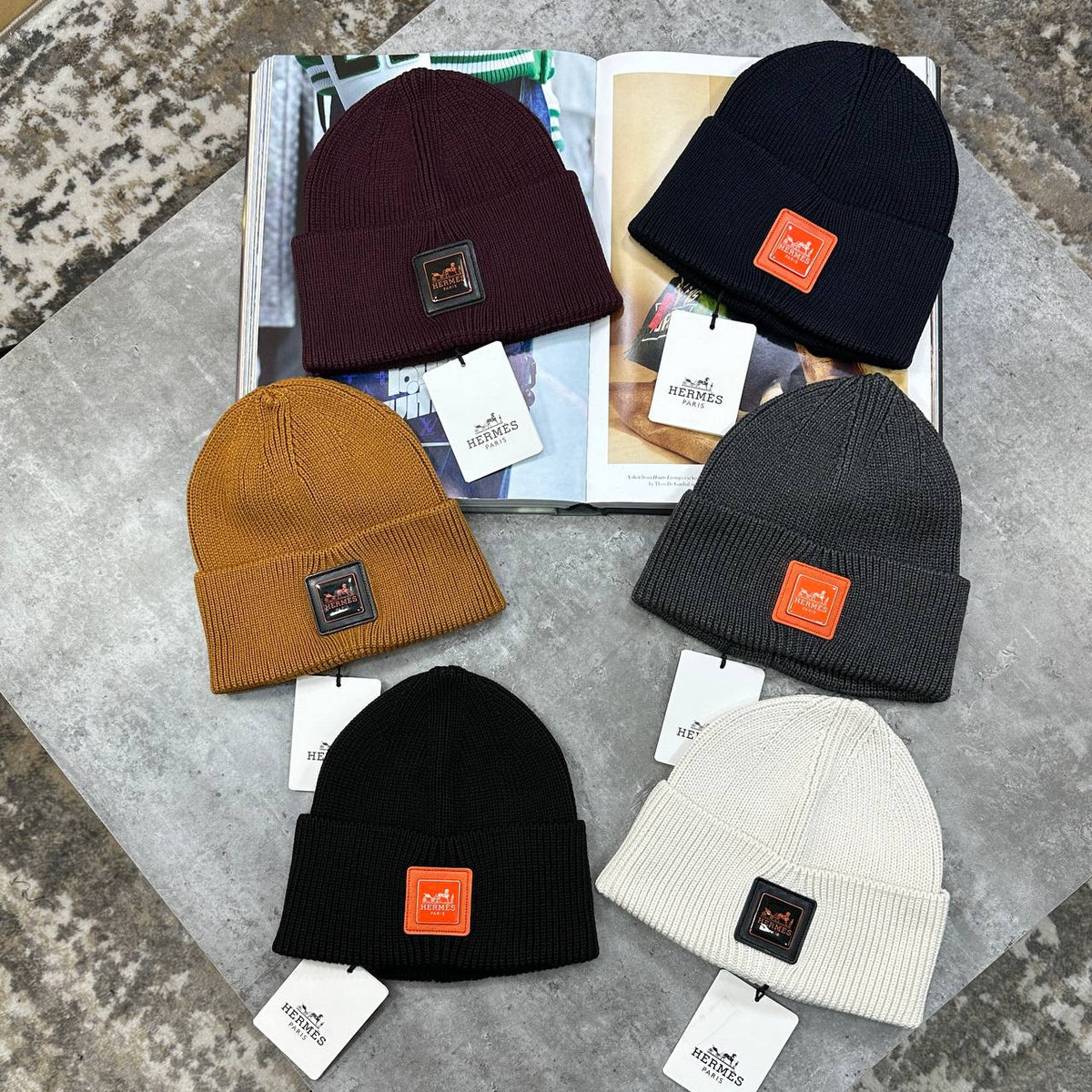 Hermès Logo Rib-Knit Mens Beanie UK Reps Superclone Quality