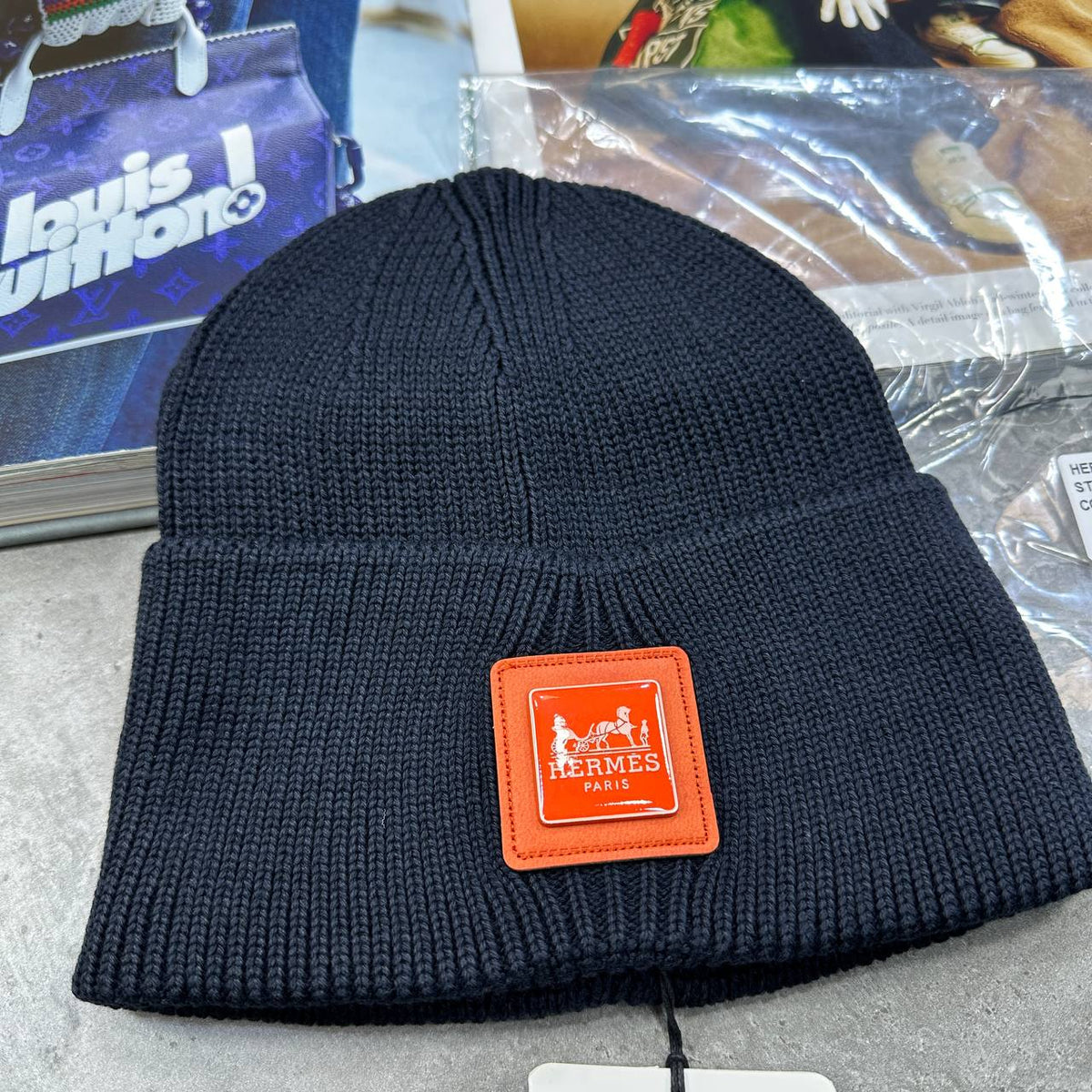 Hermès Logo Rib-Knit Mens Beanie UK Reps Superclone Quality