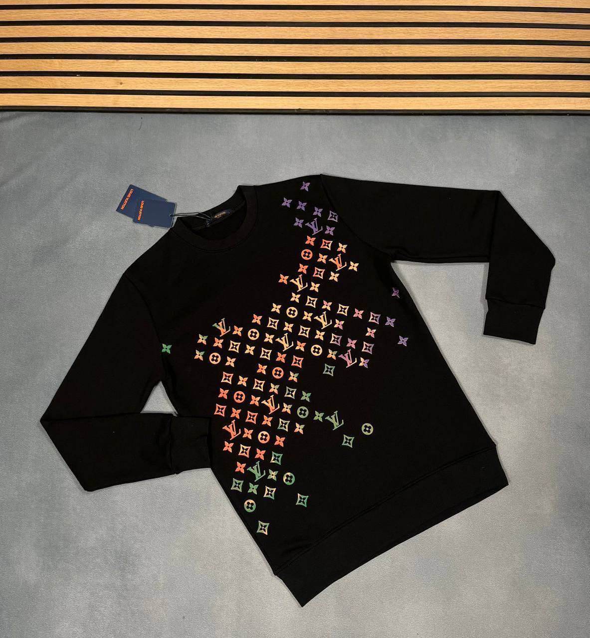 Louis Vuitton Latest Black Gradient Full Print Logo Jumpers Mens Best Sale UK Reps AAA Quality