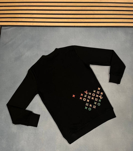 Louis Vuitton Latest Black Gradient Full Print Logo Jumpers Mens Best Sale UK Reps AAA Quality