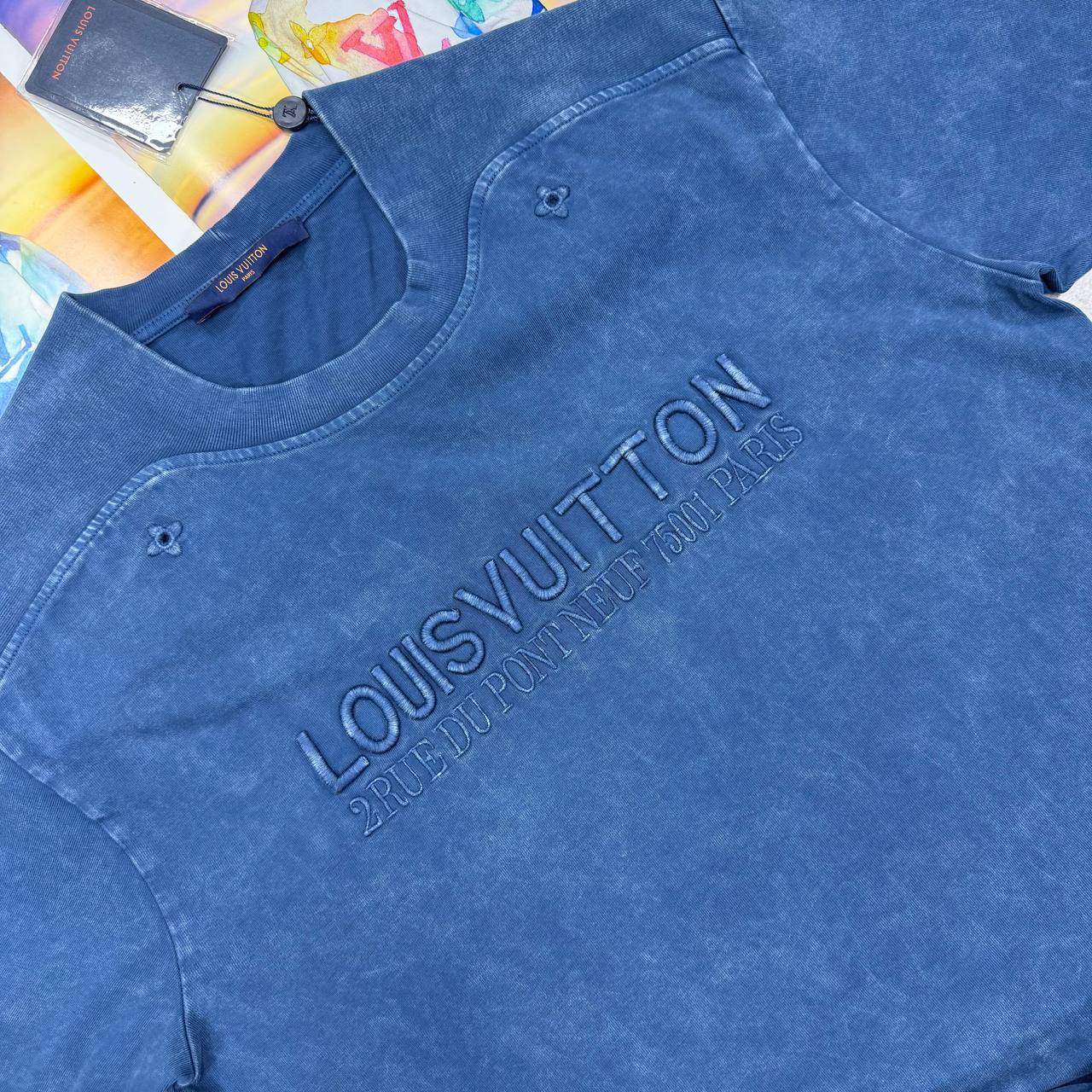 Louis Vuitton Skeleton Versity Embroidered Letter Logo Mens T-Shirts in Multiple Colors UK Reps AAA Quality