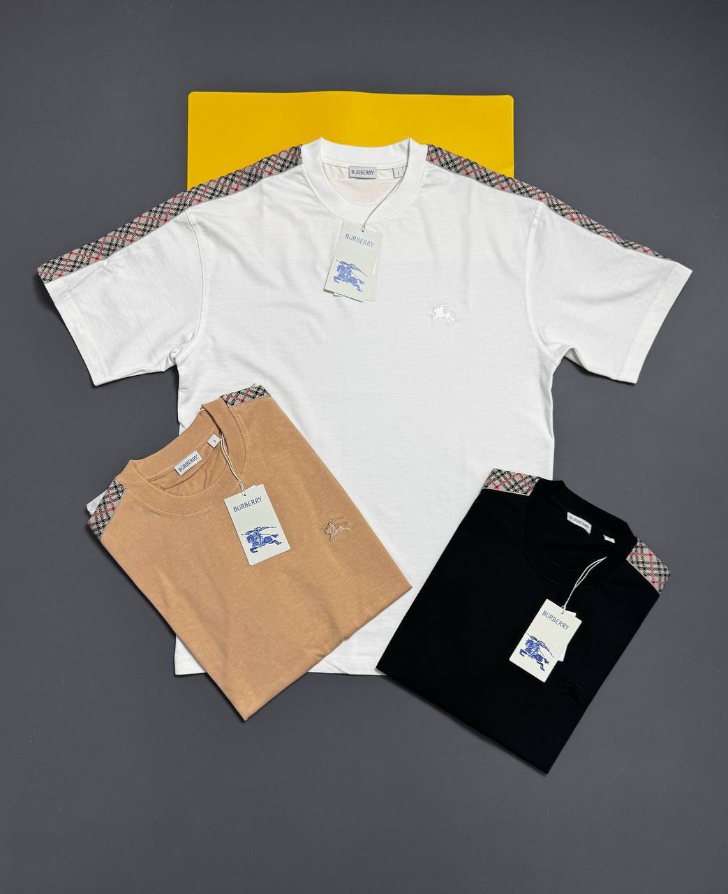 Burberry Check Tape T-Shirts Men's Multiple Colors UK Reps AAA Quality