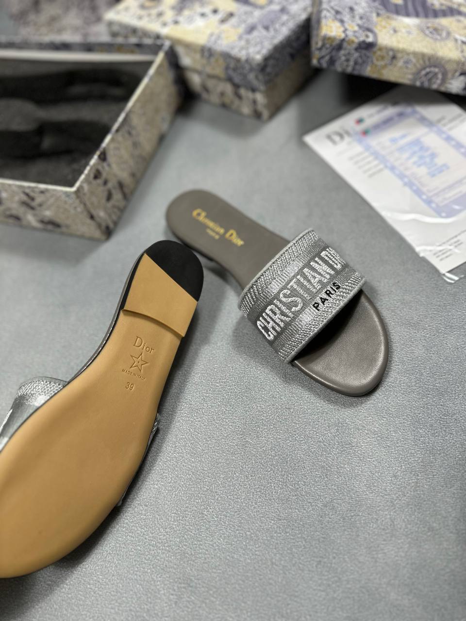 Christian Dior Women's Dway Sliders Silver-Tone Fake UK Sale Best