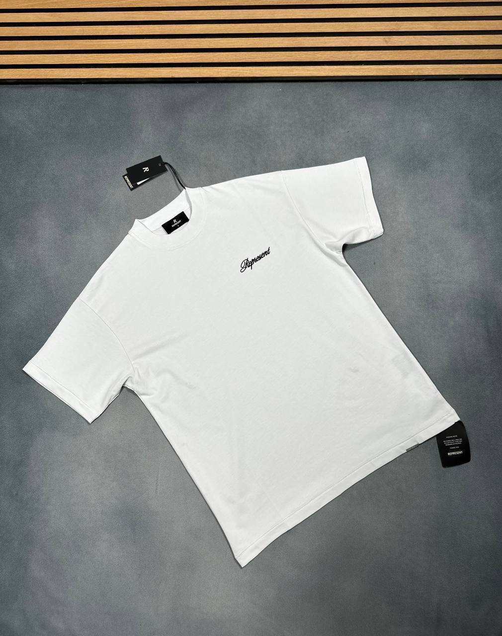 Represent White Cotton Club Script Mesh Men's T-Shirt  UK Reps AAA Quality