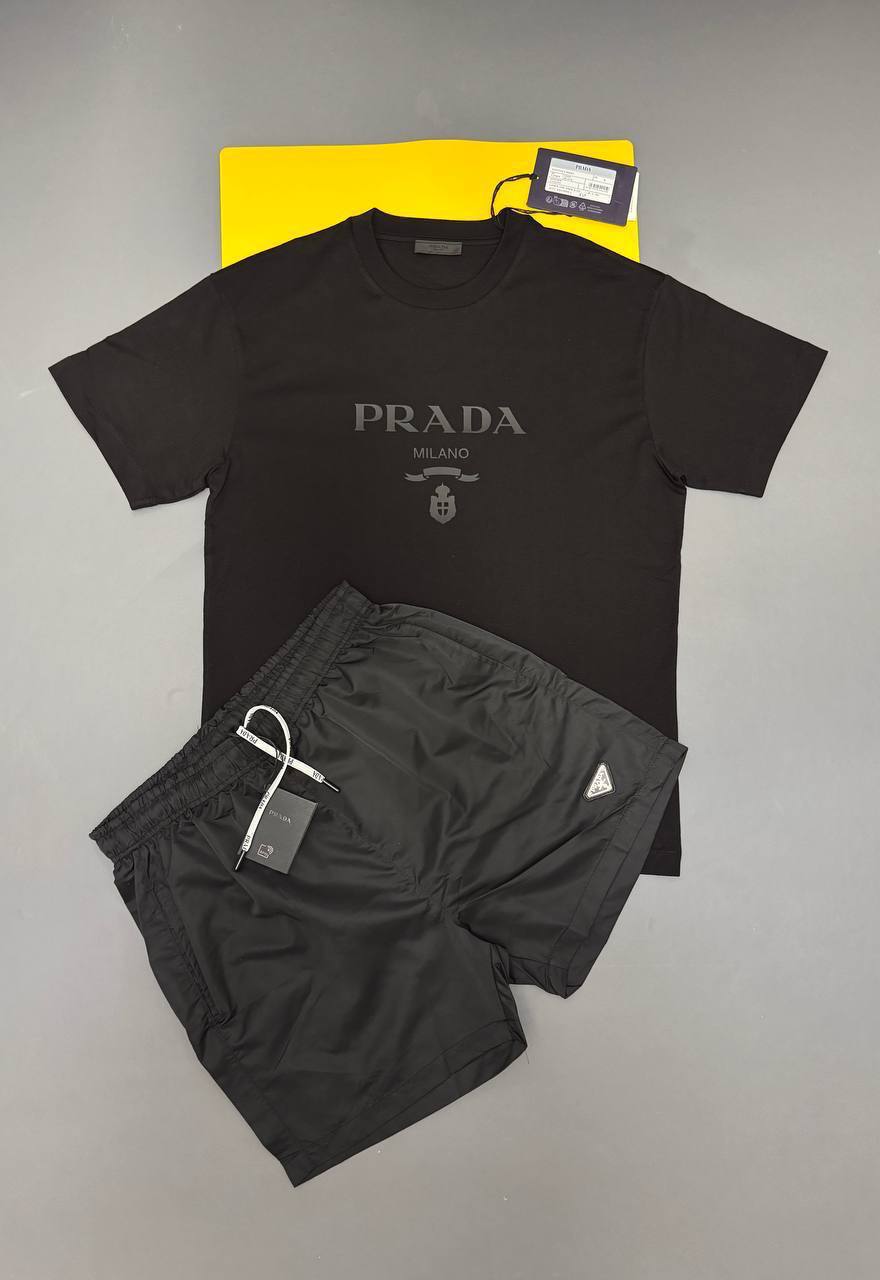 Prada Logo Fashion Casual Embroidered T-Shirts & Shorts Sets Men's Different Colors UK AAA Quality Reps