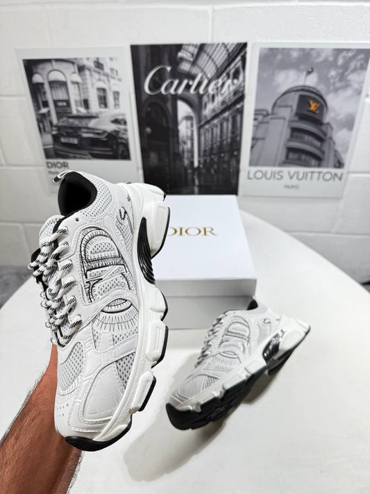 Christian Dior Chrono Sneaker Mesh with White and Black Leather-Effect Womens Best Sale UK Reps AAA Quality