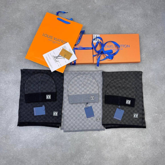 Louis Vuitton Monogram Cashmere Scarf & Cap Set Mens in Multiple Colors Best Sale UK Reps AAA Quality