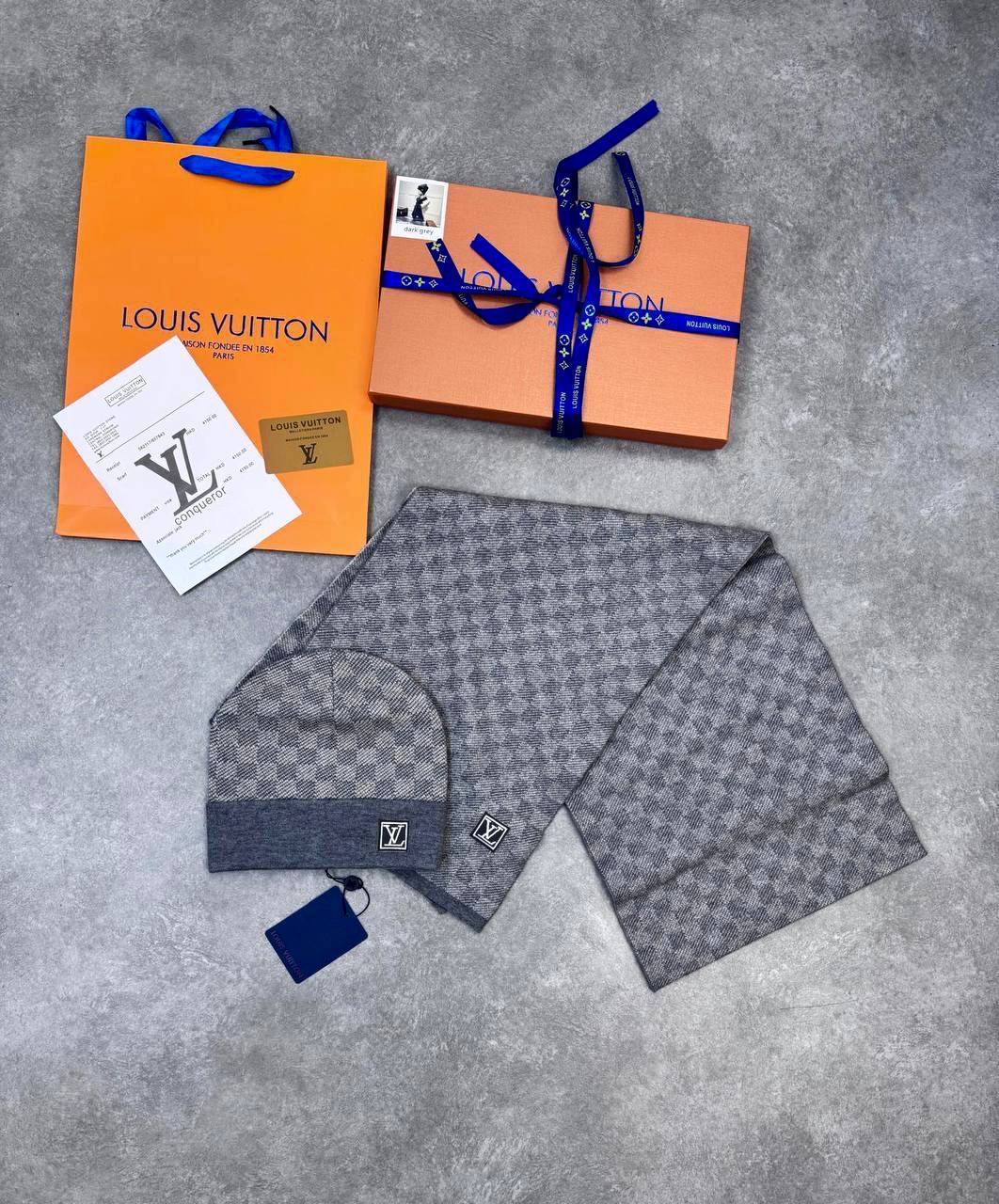 Louis Vuitton Monogram Cashmere Scarf & Cap Set Mens in Multiple Colors Best Sale UK Reps AAA Quality