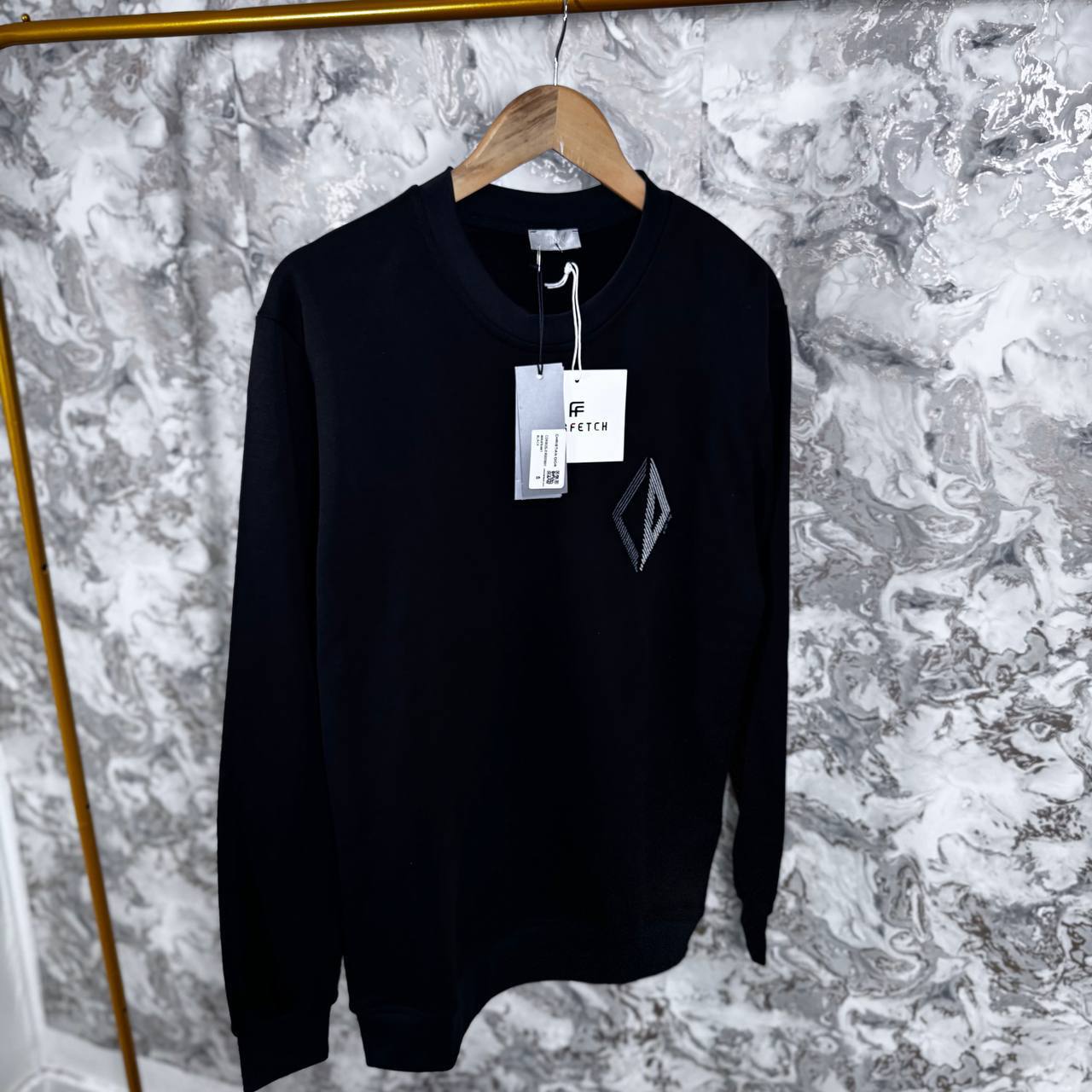 Christian Dior CD Diamond Jumpers Black Cotton Fleece Mens in Black Color Best Sale UK Reps AAA Quality