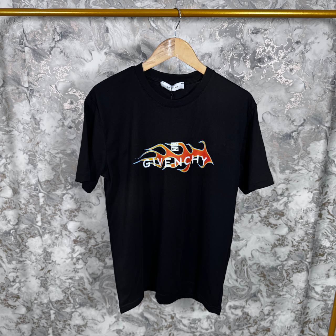 Givenchy Flames Logo Slim Fit T-shirt Mens in 2 Colors Best Sale UK Reps AAA Quality