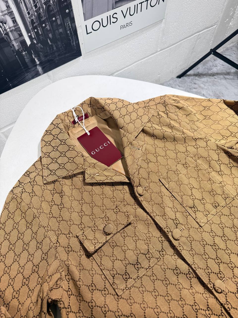 Gucci GG Canvas Cotton-Blend Overshirt Mens in 2 Colors Best Sale UK Reps AAA Quality