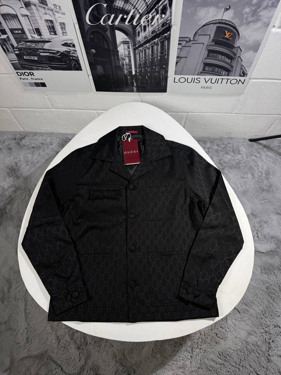 Gucci GG Canvas Cotton-Blend Overshirt Mens in 2 Colors Best Sale UK Reps AAA Quality