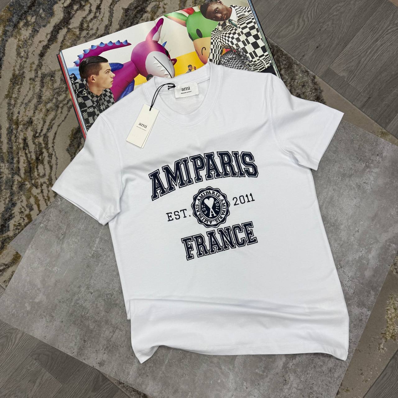 Ami Paris France Logo Short Sleeve T-Shirt Mens in 2 Colors Best Sale UK Reps AAA Quality