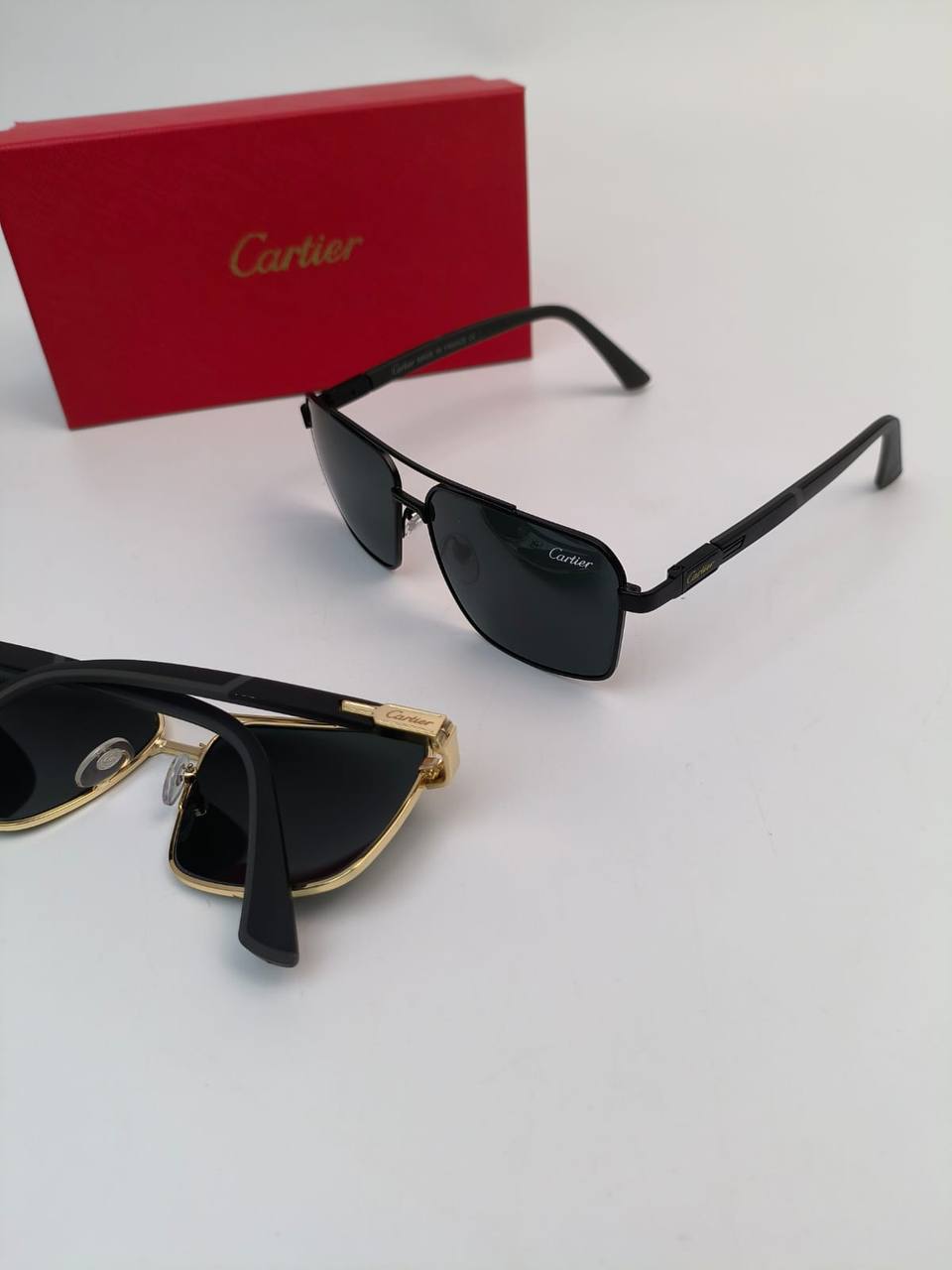 Cartier Men's Double-bar Metal Frame Sunglasses 2 Colors UK Reps Best Sale
