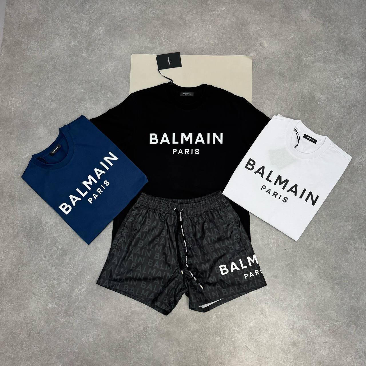 Balmain Round Neck Logo Embroidered T-Shirts & Shorts Sets Mens in Multiple Colors UK AAA Quality Fakes