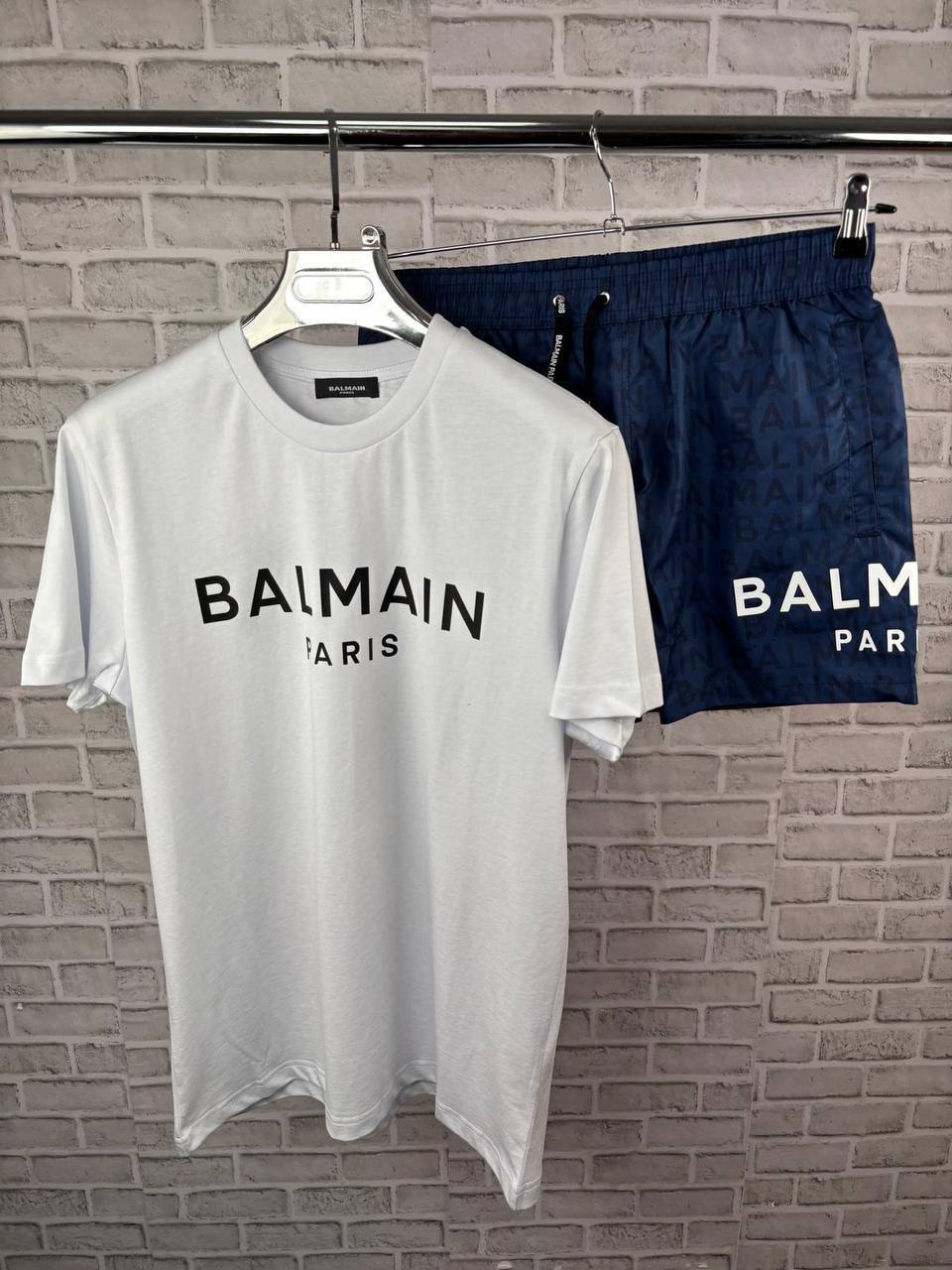 Balmain Round Neck Logo Embroidered T-Shirts & Shorts Sets Mens in Multiple Colors UK AAA Quality Fakes
