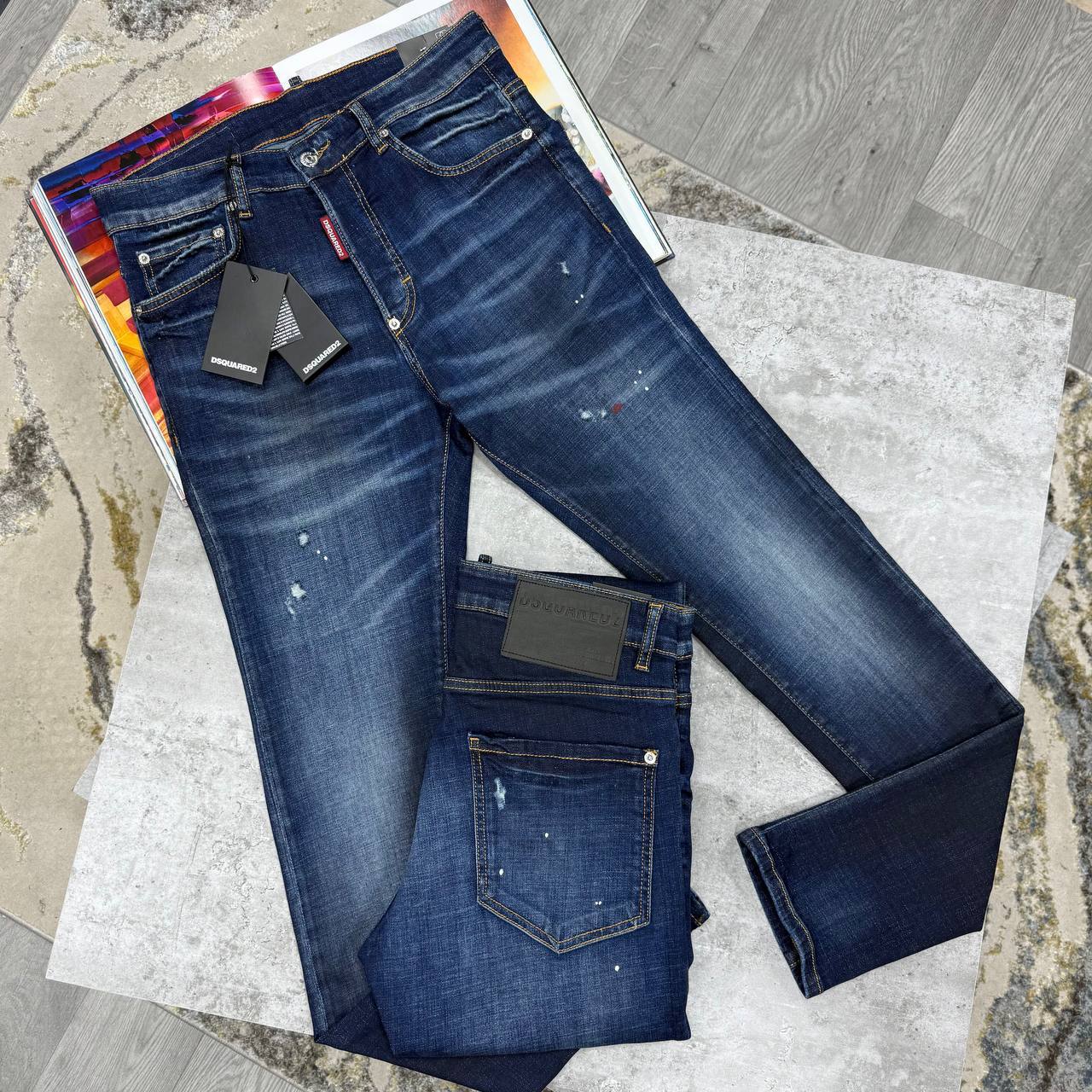 Dsquared2 Runway Straight Cropped Jeans Mens in Blue Color Best Sale UK Reps AAA Quality