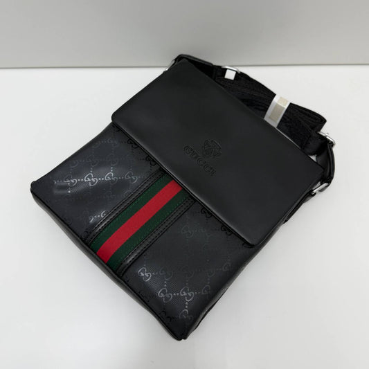 Gucci Crossbody Black & Red Stripe Messenger Style Black Bag Mens Best Sale UK Reps AAA Quality