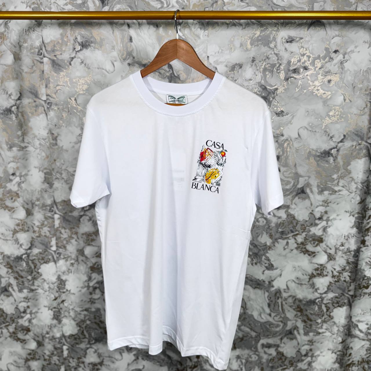 Casablanca L'Artiste Printed Crewneck T-Shirt Mens in 2 Colors Best Sale UK Reps AAA Quality