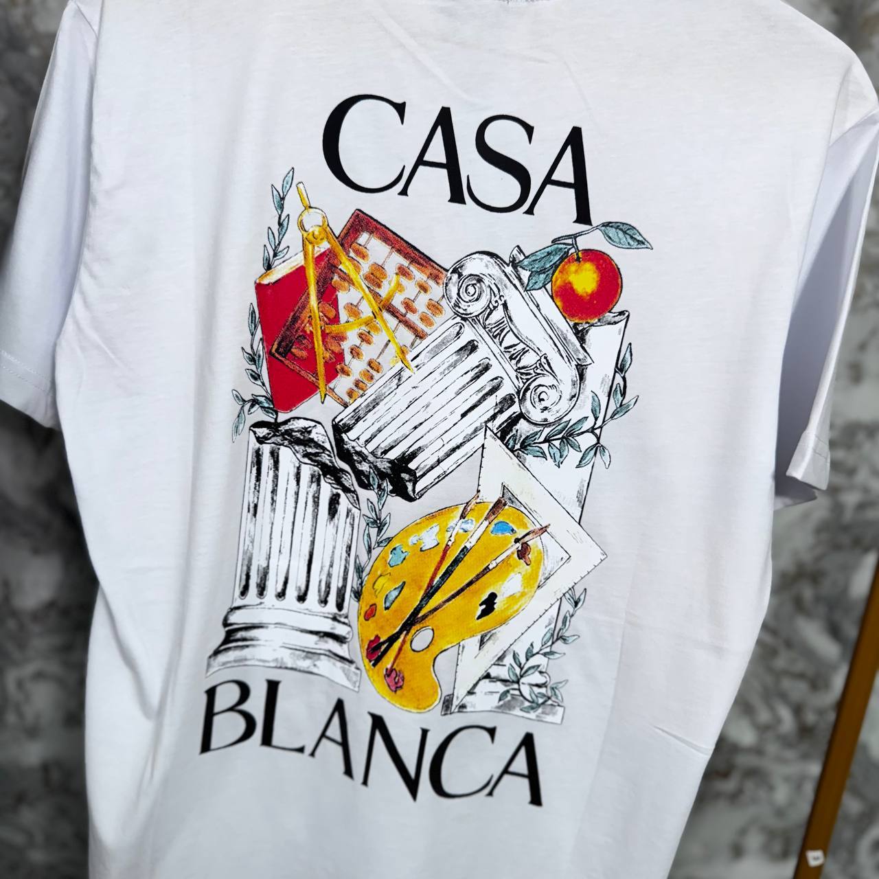 Casablanca L'Artiste Printed Crewneck T-Shirt Mens in 2 Colors Best Sale UK Reps AAA Quality